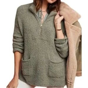 Sleeping on Snow Anthropologie Wool Alpaca Sweater Pocket Clarington‎ Green L